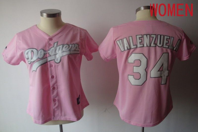 Women Los Angeles Dodgers #34 Valenzuela Pink 2024 MLB Jersey->->Women Jersey